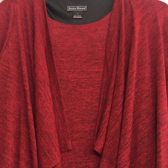 Jessica Howard Waterfall Front Fully Lined Brick Red Midi-Dress - Picture 4 of 10